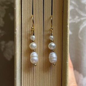 Gold-tone Freshwater Pearl Drop Earrings